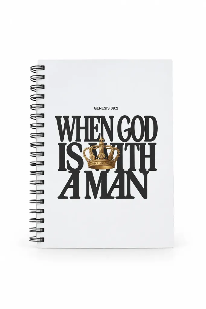 When God Is With a Man – Genesis 39:2 Hard Cover Notebook (White)