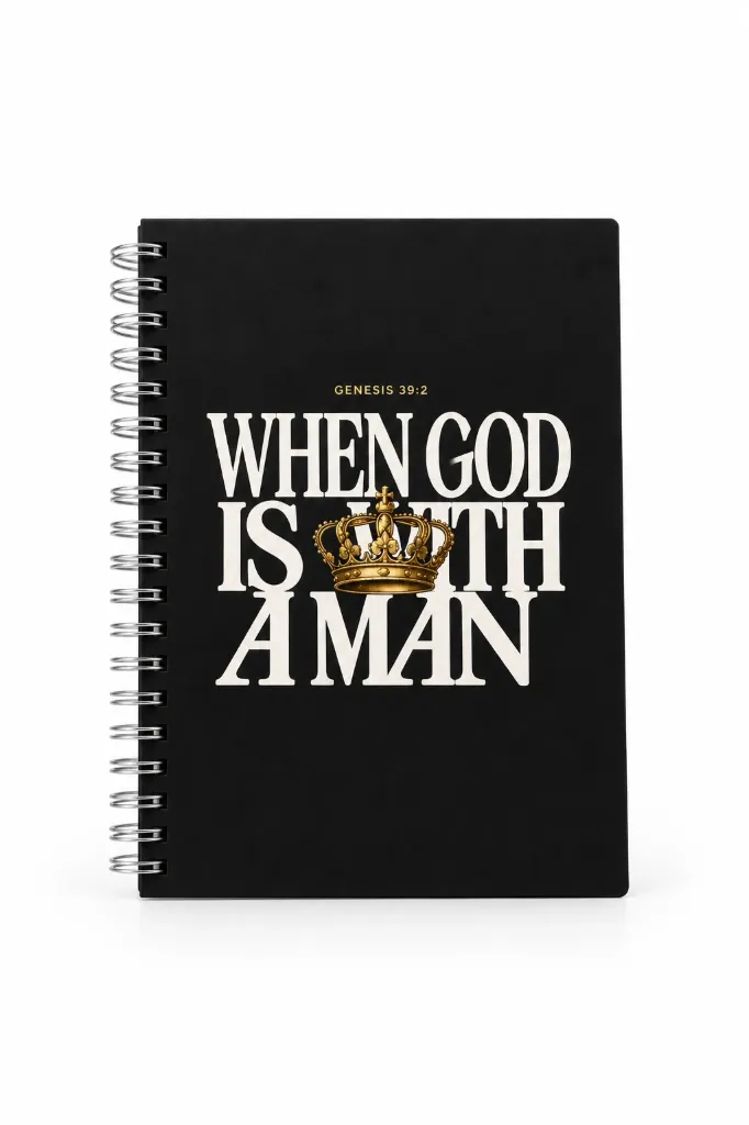 When God Is With a Man – Genesis 39:2 Hard Cover Notebook (Black)