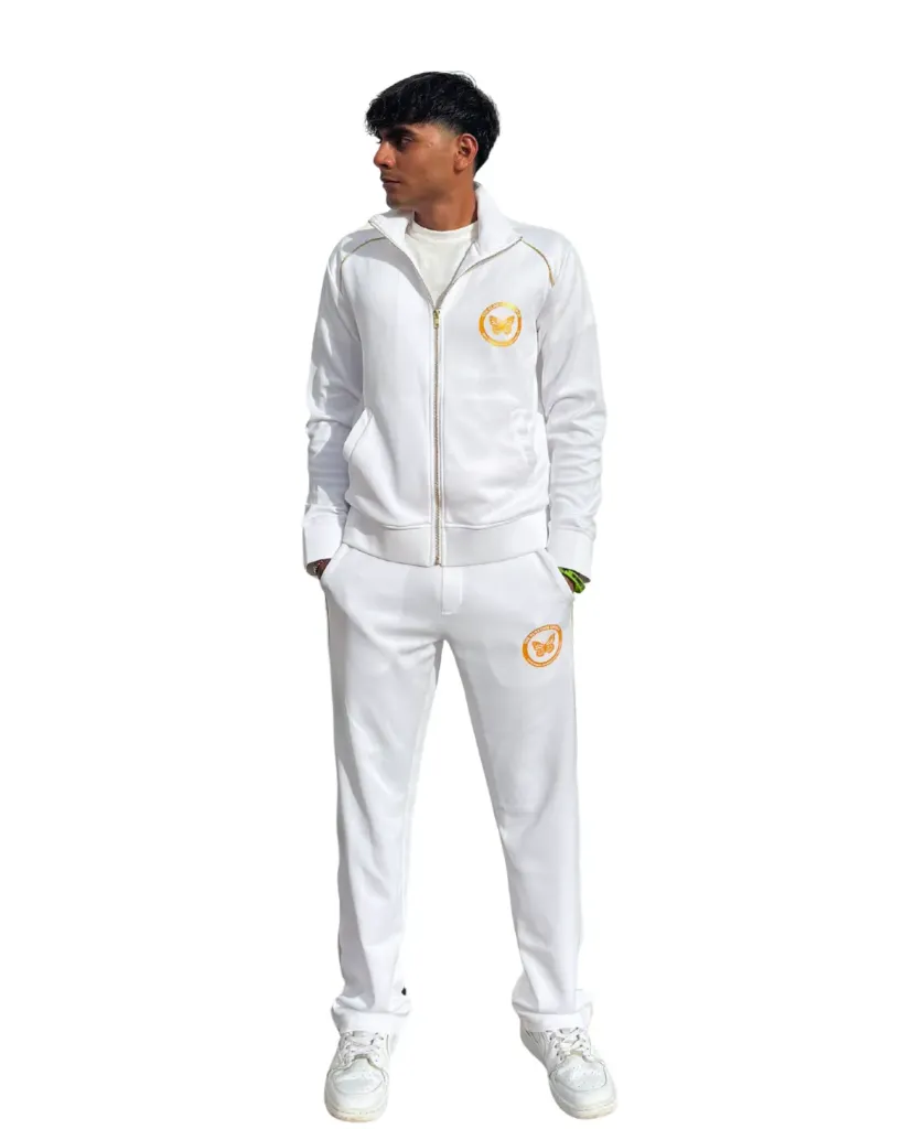 Zip-Up Jacket & Flow Pants Duo– White – Unisex