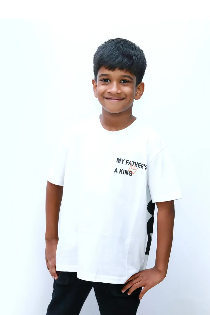 My Father's a King - White Kids Tshirt - Unisex (Orange Letters) (3-4)