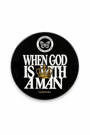 When God Is With a Man – Genesis 39:2 Black Magnet (3” Diameter)